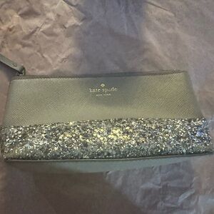 Gray and glitter Preowned Kate spade makeup bag